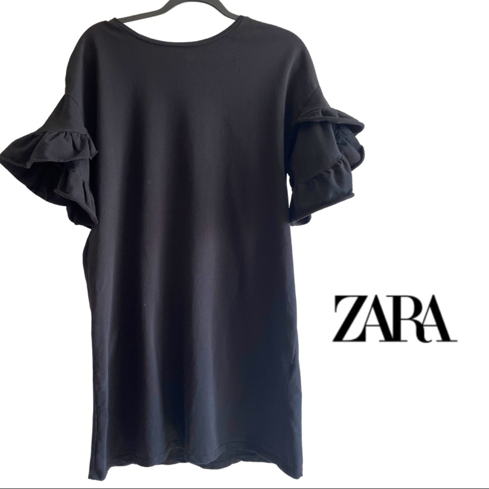 ZARA puff ruffle sleeve shirt dress